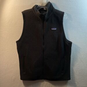 Patagonia Vest Womens Large Black Sweater Fleece Zip Pockets Hiking Polyester